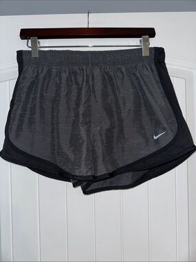 Nike Women's Gray and Black Dri-FIT Running Shorts